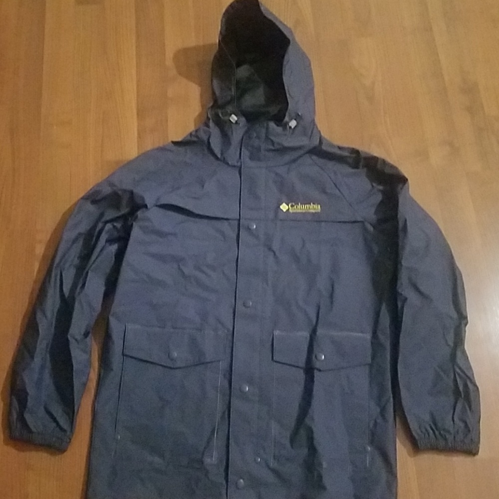 Columbia Men Navy Rain Jacket Size Small